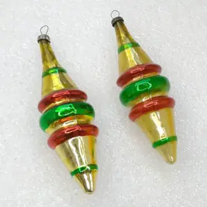 Set of 2 Antique Vintage Mercury Glass USSR Christmas Ornaments Icicles