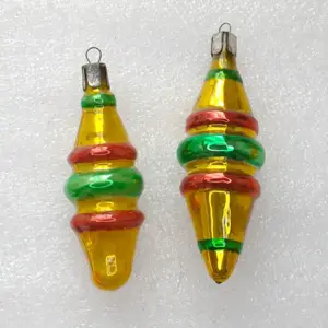 Set of 2 Antique Vintage Glass Christmas Ornament Tree Icicles