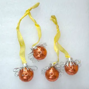 Set of 4 Vintage Silver Glass Christmas Ornaments Small Balls