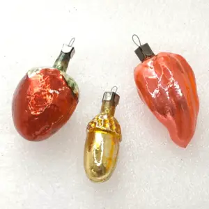 Set of 3 Antique Vintage USSR Silver Glass Christmas Tree Ornaments