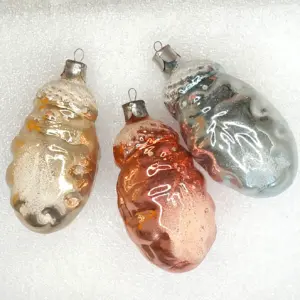 Set of 3 Antique Vintage Glass Christmas Russian Ornaments Acorns