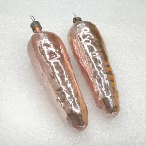Set of 2 Antique Vintage USSR Glass Christmas Ornament Old Carrots