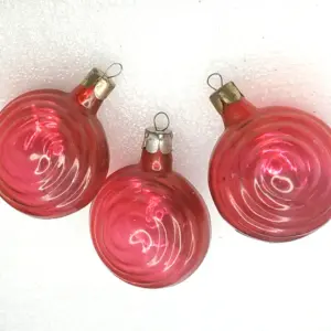Set of 3 Antique Vintage Glass Christmas USSR Ornaments Shell