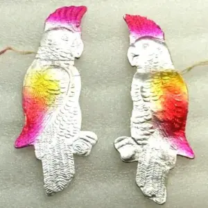 Set of 2 Vintage USSR Cardboard "Dresden" Christmas Ornaments Parrot