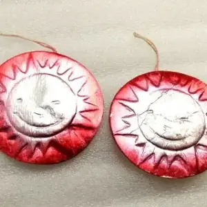 Set of 2 Vintage USSR Cardboard Christmas Ornaments Tree Dercorations Sun