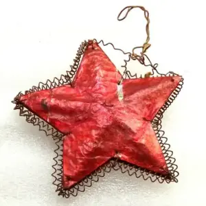 Vintage USSR Cardboard Christmas Ornament Dercorations Old Red Star