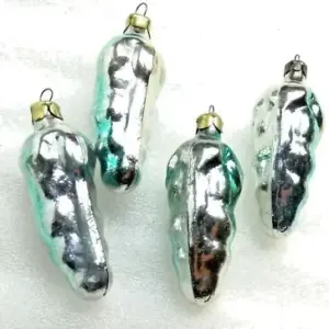 Set of 4 Vintage USSR Glass Christmas Ornament Beans