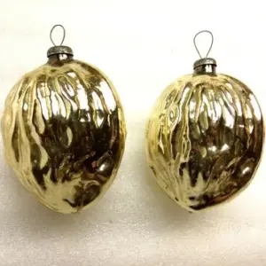 Set of 2 Vintage USSR Glass Christmas Ornaments Old Walnuts