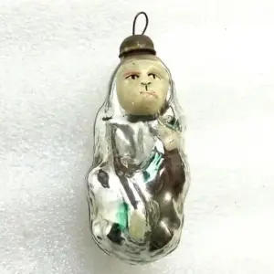 Vintage USSR Glass Christmas Fir Tree Ornament Monkey