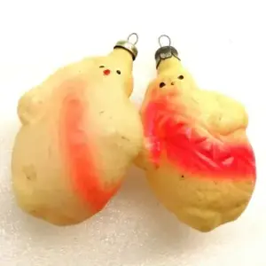 Set of 2 Vintage USSR Glass Christmas Tree Ornaments Prince Lemon