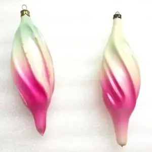 Set of 2 Big Vintage USSR Glass Christmas Tree Ornaments Old Icicle