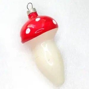 Vintage USSR Glass Christmas Ornament Mushroom