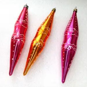 Set of 3 Antique Vintage USSR Glass Christmas Ornaments Old Icicles