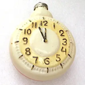 Big Vintage Ukrainian Glass Christmas Ornament Clock