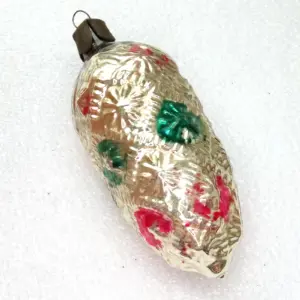 Vintage Ukrainian Glass Christmas Ornament Pinecone