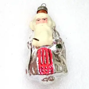 Antique Ukrainian Glass Santa Claus Christmas Ornament