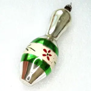 Antique Vintage USSR Silver Glass Christmas Ornament Jug
