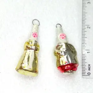 Set of 2 Vintage USSR Glass Christmas Ornament Girls for small Tree