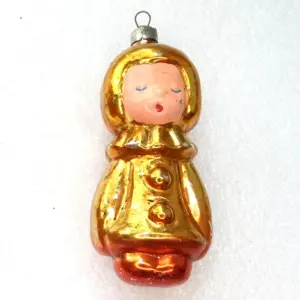 Vintage Ukrainian Glass Christmas Ornament Girl