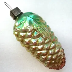 Big Vintage Glass Ukrainian Christmas Ornament Pinecone