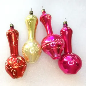 Set of 4 Vintage Glass Ukrainian Christmas Ornaments Jugs