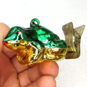 Vintage Glass Ukrainian Christmas Ornament Frog