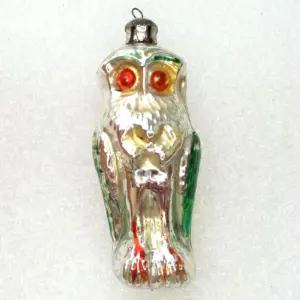 Vintage Glass Ukrainian Christmas Ornament Wise Owl