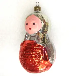 Vintage Glass Ukrainian Christmas Ornament Big Doll