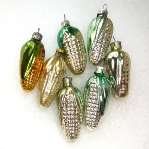 Set of 7 Vintage Glass Ukrainian Christmas Ornaments Corns