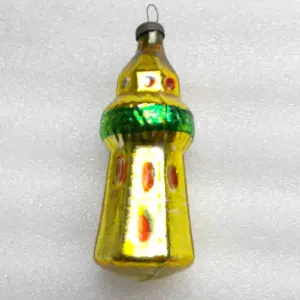Antique Russian Glass Lighthouse Christmas Ornament