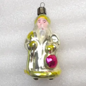 Antique Russian Glass Santa Claus Christmas Ornament