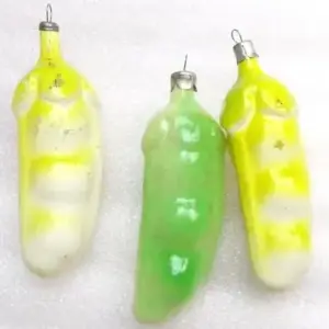 Set of 3 Antique Vintage USSR Glass Christmas Ornaments Old Beans