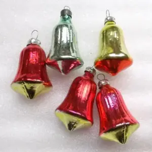 Set of 5 Vintage Glass Russian Christmas Tree Ornament S Flower Bells