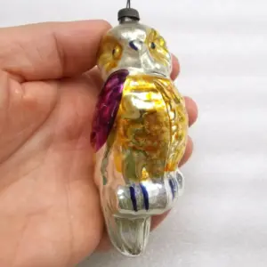 Antique Vintage Glass USSR Christmas Ornament Owl