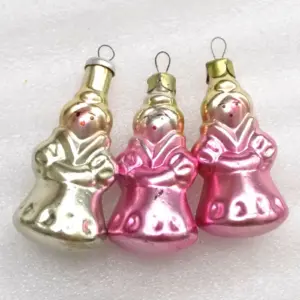 Set of 3 Antique Vintage USSR Glass Christmas Ornaments Girls