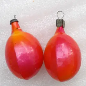 Set of 2 Old Antique Vintage Glass USSR Christmas Ornament Plum