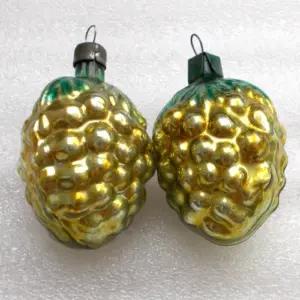 Set of 2 Antique Vintage Glass USSR Christmas Ornament Berries