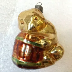 Vintage USSR Glass Christmas Ornament Old Bear