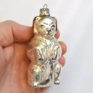 Vintage USSR Glass Christmas Ornament Dog