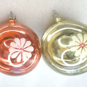 Set of 2 Antique Vintage Glass Christmas Ornaments Balls