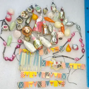 Big set Antique Vintage Glass Christmas Ornament Decor for Small