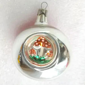 Antique Vintage Glass Christmas Ornament Ball Mushrooms