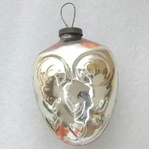 Huge Old Antique Vintage Glass Christmas Ornament Owl