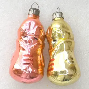 Set of 2 Antique Vintage Glass Christmas Ornaments Girls