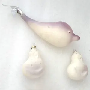 Set of 3 Antique Vintage Glass Christmas Ornaments Dolphin & Walruses