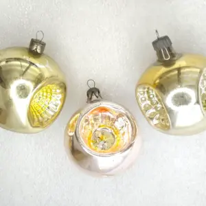 Set of 3 Antique Vintage Glass Christmas Ornaments Lanterns