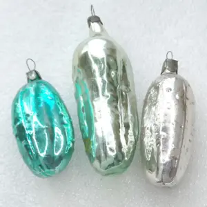 Set of 3 Antique Vintage Glass Christmas Ornaments Pickles