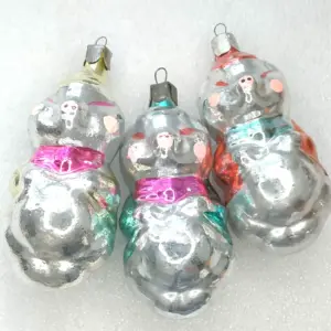 Set of 3 Antique Vintage Glass Christmas Ornaments Piglets
