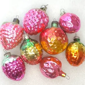 Set of 8 Antique Vintage Glass Christmas Ornaments Berries