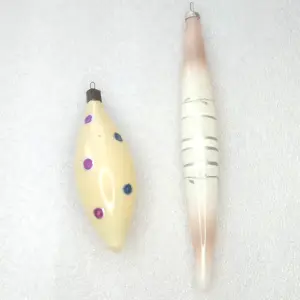Set of 2 Old Antique Vintage Glass Christmas Ornament Icicles